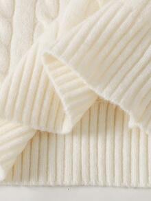 SHEIN Teen Girl Striped V-Collar College Style Contrast Color Knit Fitted Comfortable Pullover Sweater Fall/Winter - White - View 13