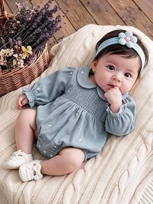 Baby Girls Bodysuits Fall, Casual Daily Wear - Blue - View 2