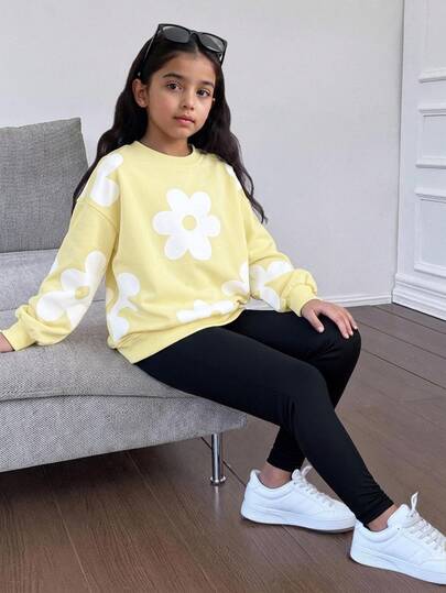 SHEIN Tween Girls Autumn Hoodie & Kids Sweatshirt Co-Ords