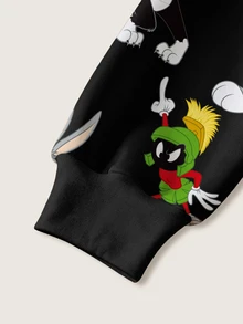LOONEY TUNES X SHEIN 小男孩秋冬休閒卡通印花運動衫 - 白色 - 查看 4