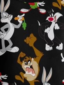 LOONEY TUNES X SHEIN 小男孩秋冬休閒卡通印花運動衫 - 白色 - 查看 5