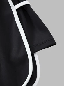 Easithlete Easithlete Contrast Trim Elastic Waist Sports Athletic Shorts Gym Party Black And Gold Summer - Black and White - View 10