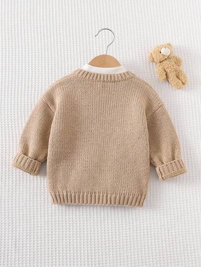 Kids Young Boy Winter Cardigan , Casual Preppy Vintage Style, Soft , Suitable For Fall/Autumn, Perfect For Birthday Party, Evening , School Ceremony
