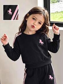 Casuvi Kids Girls Spring/Autumn Long Sleeve Long Pants Sports Bow Ribbon Knit Sweatshirt 2 Pieces Set - Multicolor - View 6