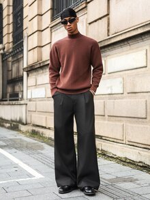 Major Grit Herren Denim-Optik Hose, Pfirsichblüten Muster Casual Hose, Retro Amerikanische Mode vielseitige Hose, PAVTROS Herren bestickte Casual Gerade Bein Hose, Schwarz, grafische Stickerei Details, Elastischer Bund, Streetwear Hip Hop, Weite Passform, Y2K Straßen-Stil, Alltags-Outfit, Nische Design Weites Bein - Schwarz - Übersicht 5