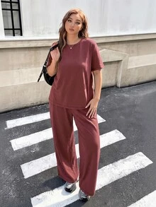 Muchica Plus Size Co-Ords - Burgundy - View 4