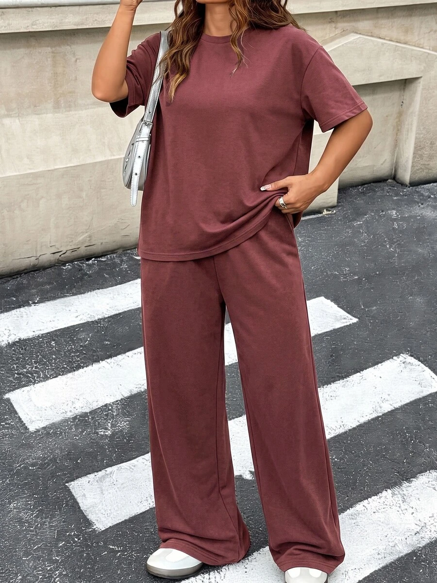 Muchica Plus Size Co-Ords - Burgundy - View 1