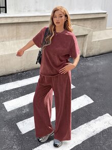 Muchica Plus Size Co-Ords - Burgundy - View 5