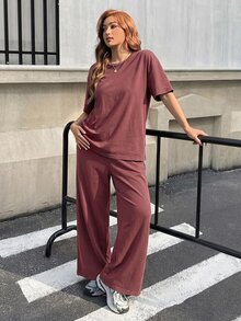 Muchica Plus Size Co-Ords - Burgundy - View 6