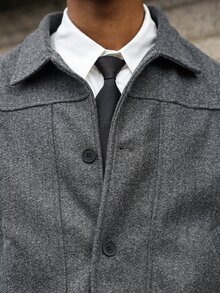 Major Grit Men's Long Sleeve Fashionable Woolen Short Overcoat, Autumn/Winter - Dark Grey - View 5