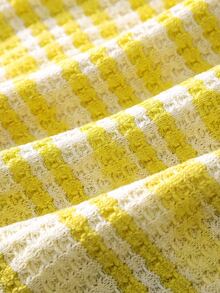 SHEIN Baby Girl Stripe Knit Soft Romper - Yellow - View 3