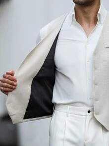 Manfinity Mode Men's Solid Color Casual Business Suit Vest, Suitable For Daily Commute, Relaxed Work Environment Or Semi-Formal Occasions, Also An Ideal Gift For Boyfriend And Husband - Apricot - View 6