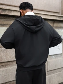 Major Grit Herren Reißverschluss Kapuzenpullover - Schwarz - Übersicht 2