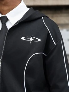 Major Grit Herren Reißverschluss Kapuzenpullover - Schwarz - Übersicht 5