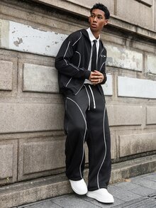 Major Grit Herren Reißverschluss Kapuzenpullover - Schwarz - Übersicht 4