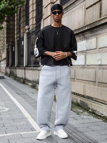 Major Grit Men's Black Summer Oversized Streetwear City Break Graffiti Style Short Sleeve T-Shirt,Cropped Loose Fit Round Neck Tee,American Hip Hop Retro Vibe - Black - View 6
