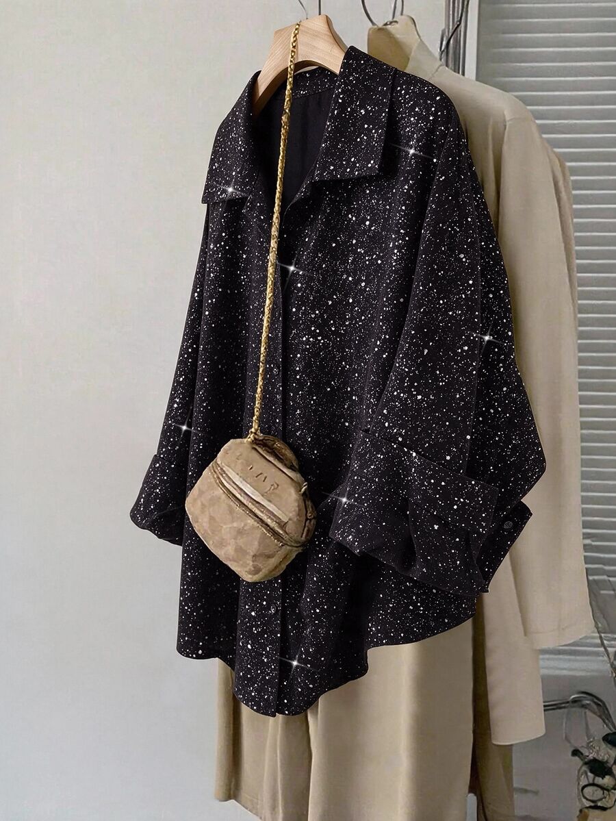SHEIN LUNE 大尺碼女款感恩節套裝 秋季休閒日常穿搭 - 黑色 - 查看 1