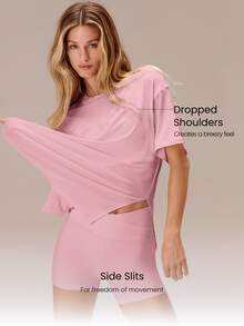 GLOWMODE Modal Oversized Everymode Tee Daily Casual  Compression Shirt - Baby Pink - View 3