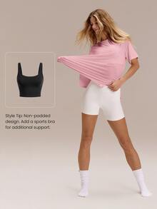 GLOWMODE Modal Oversized Everymode Tee Daily Casual  Compression Shirt - Baby Pink - View 5