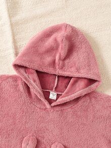 SHEIN 少女秋冬款連帽可愛舒適法蘭絨吸水浴袍睡衣毯，適合多季節與浴室、海灘等多種場合 - 粉色 - 查看 8