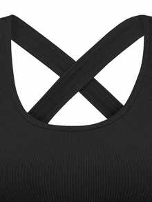 Velisys Velisys Women Plain Minimalist Everyday Cross-Strap Seamless Sports T-Shirt - Multicolor - View 7