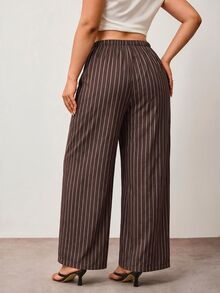 Enliva Plus-Size Stripes For Everyday Casual Wear, Relaxed Fit Perfect For Vacations. Formal Vacation White Autumn Fall Lounge - Brown - View 2