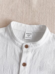 PrepCrw 小男孩學院風刺繡標誌立領長袖襯衫/長褲套裝 - 彩色 - 查看 9