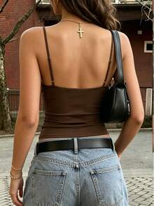 Rovax Women's Solid Color Deep V Neck Fitted Camisole - Multicolor - View 2