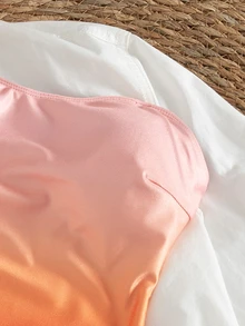 Bonvoyette 夏季度假渐变印花可拆卸肩带抹胸连体泳衣 - 彩色 - 查看 6