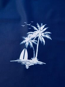 SHEIN 两件套青少年男童休闲度假椰树印花长袖短裤泳装套装，适合海滩、度假村、泳池派对，春夏四季皆宜 - 彩色 - 查看 6
