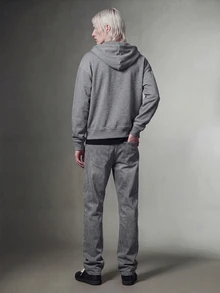 IRON GLYPH Casual Washed Grey Slim Straight Jeans With Rhinestones, Street Style, Spring/Summer - Grey - View 4