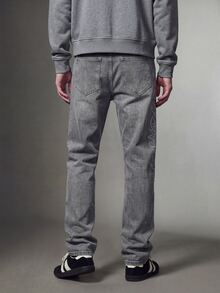 IRON GLYPH Casual Washed Grey Slim Straight Jeans With Rhinestones, Street Style, Spring/Summer - Grey - View 3