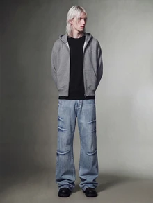 IRON GLYPH Men's Fashionable Flared Pocket Denim Jeans - Blue - View 6