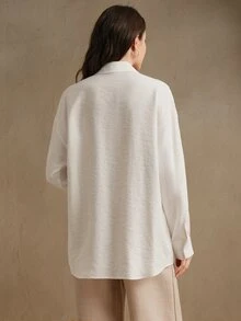 Anewsta Women Soluble Lace Hollow Splice Versatile Collar Button Shirt, Spring/Summer Brunch Vacation White Elegant - White - View 6