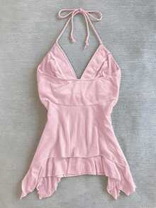 IslaSuriya Women's Tie-Neck Ruched Casual Versatile Daily Wear Top - Pink - View 2