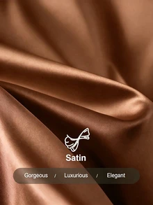 SHEIN Franclia 優雅緞面襯衫，短袖襯衫，V領襯衫，休閒襯衫 - 棕色 - 查看 5