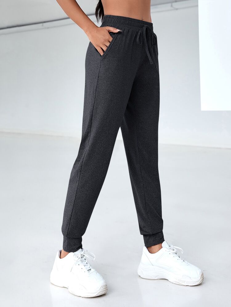 SHEIN Cheerettes Pantalones jogger casuales suaves - Gris Oscuro - Añade 5