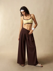 VARSIVA Women's Simple Modest Sporty Versatile Ruched 2 In 1 Sports Bra Workout Gym Brown And Yellow Fall - Multicolor - View 6