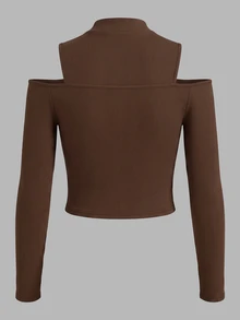 Resyla Women's Letter Print 2 In 1 Long Sleeve Casual Top - Brown - View 2