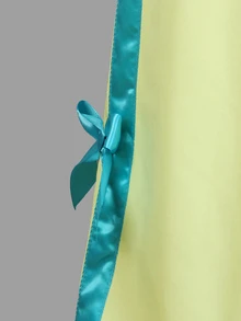 SHEIN 青少年女孩3件套休閒套裝，寬鬆針織極簡風，秋季配色拼接黃色套裝，拉鍊連帽衫、白色背心、寬腿運動長褲、蝴蝶結條紋 - 黃色 - 查看 8