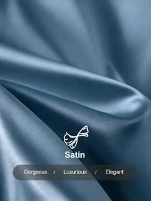 Franclia Blus Lengan Pendek Satin Mengkilap Elegan dengan Lengan Berkerut dan Leher V, Kemeja Kasual - Biru - View 5