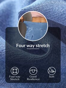 Flexra Celana Jeans Denim Longgar Gaya Street Fashion Wanita dengan Saku untuk Pemakaian Sehari-hari - Biru - View 5
