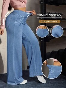 Flexra Celana Jeans Denim Longgar Gaya Street Fashion Wanita dengan Saku untuk Pemakaian Sehari-hari - Biru - View 1