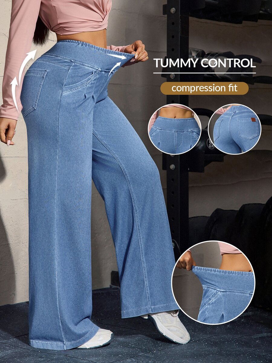 Flexra Celana Jeans Denim Longgar Gaya Street Fashion Wanita dengan Saku untuk Pemakaian Sehari-hari - Biru - View 1