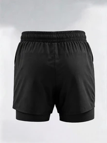 Gym Rark Men's Drawstring Waist Double Layer Sports Shorts - Black - View 2