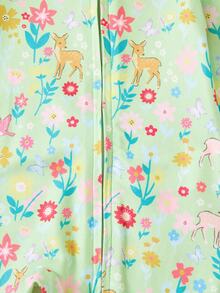 SHEIN 新生女宝宝可爱夏季针织花卉卡通图案连体衣 - 薄荷綠 - 查看 4