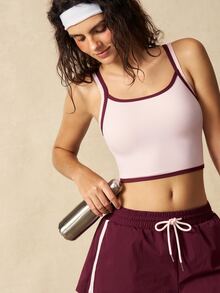 VARSIVA Women's Minimalist Striped Colorblock Cropped Sports Tank Top - Multicolor - View 6