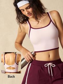 VARSIVA Women's Minimalist Striped Colorblock Cropped Sports Tank Top - Multicolor - View 15