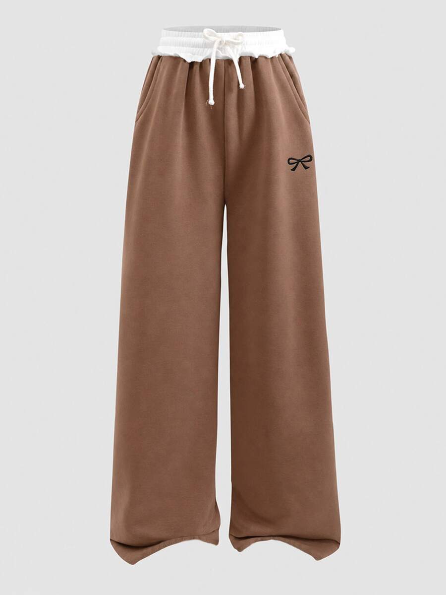 SHEIN Tween Girls Sweatpants - Coffee Brown - View 1