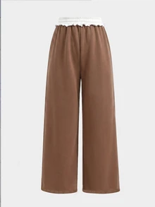 SHEIN Tween Girls Sweatpants - Coffee Brown - View 2